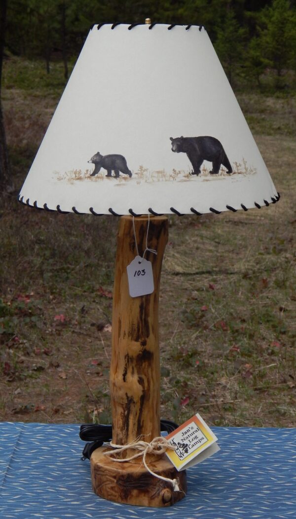 Maple lamp No.103 with Cub and mother bear shade No. 83s (No.10383s) SOLD